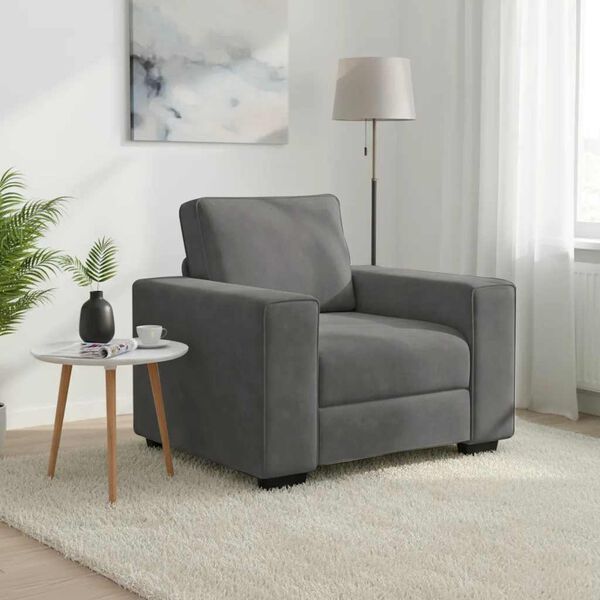 vidaXL Fauteuil gris fonc&eacute; 60 cm velours