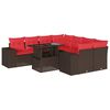 vidaXL Ensemble de canap&eacute; de jardin 9 pcs avec coussins marron r&eacute;sine tress&eacute;e