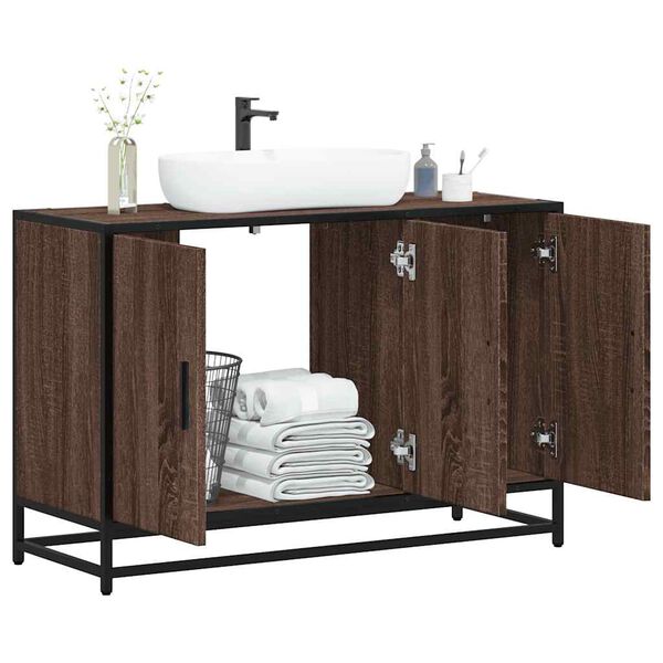 vidaXL Armoire de lavabo de salle de bain ch&ecirc;ne marron 90x33x60 cm