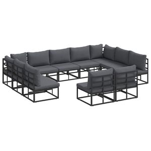 vidaXL Ensemble de canap&eacute; de jardin 11 pc Noir Aluminium