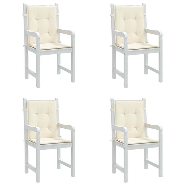 vidaXL Coussins de chaise de jardin &agrave; dossier bas lot de 4 cr&egrave;me