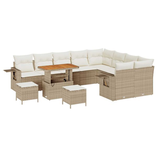 vidaXL Ensemble de canap&eacute; de jardin 12 pcs Beige et cr&egrave;me polyrotin