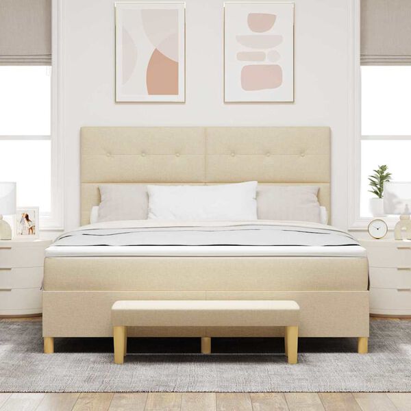 vidaXL Lit &agrave; ressorts avec matelas Cr&egrave;me 180 x 200 cm tissu