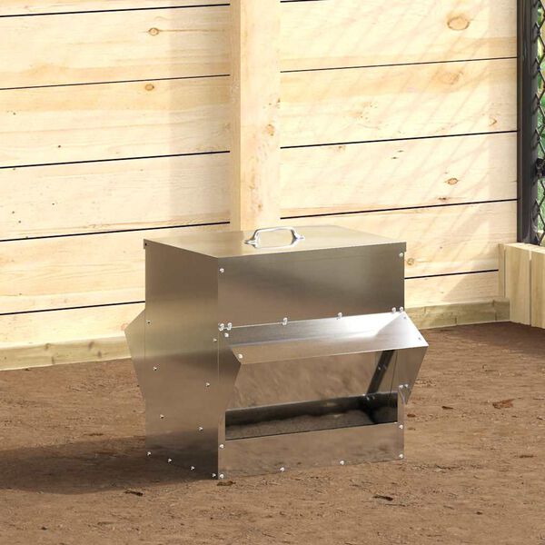 vidaXL Mangeoire pour poules Argent 40,5 x 45 x 41 cm Acier galvanis&eacute;