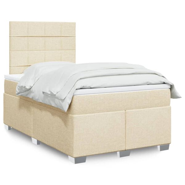 vidaXL Sommier à lattes de lit avec matelas crème 120x190 cm tissu