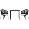 vidaXL Ensemble de salle &agrave; manger pour jardin 3 pcs Noir
