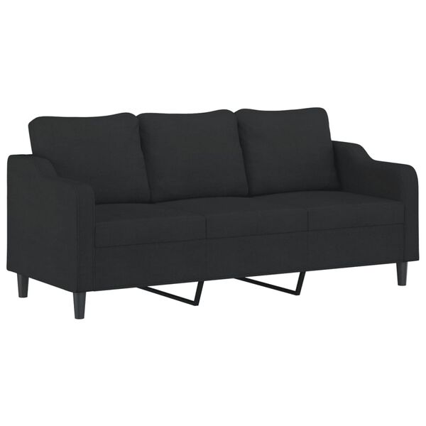 vidaXL Ensemble de canap&eacute;s 3 pcs avec coussins Noir Tissu