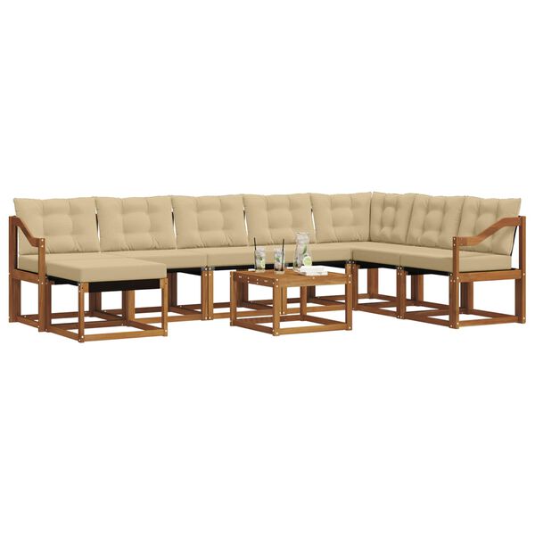 vidaXL Ensemble de canap&eacute;s d'ext&eacute;rieur 9 pcs Naturel et Beige