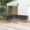 vidaXL Salon de jardin 9 pcs avec coussins gris fonc&eacute; bambou