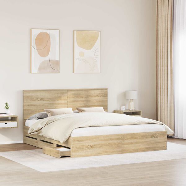 vidaXL Cadre de lit Ch&ecirc;ne Sonoma 180 x 200 cm Bois Ing&eacute;nierie