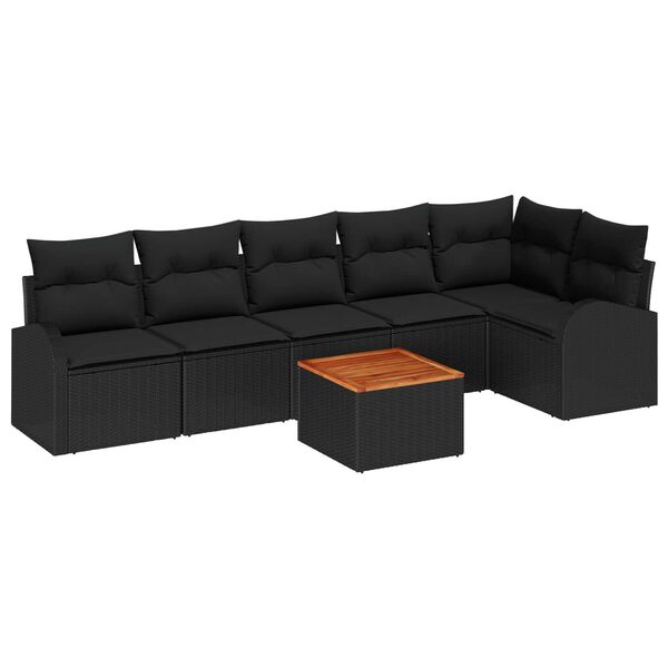 vidaXL Ensemble de canap&eacute; de jardin avec stockage 7 pcs Noir polyrotin