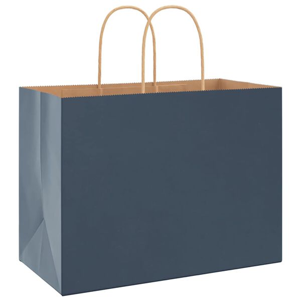 vidaXL Sacs en papier 50 pcs avec poign&eacute;es bleu 32x17x25 cm