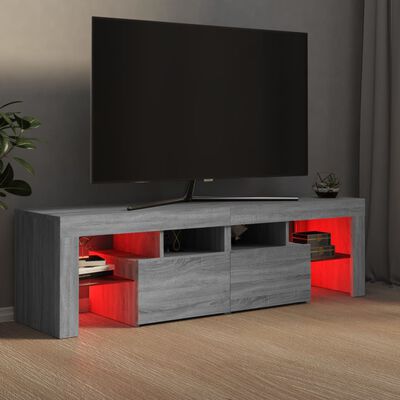 vidaXL Meuble TV avec lumières LED Sonoma gris 140x36,5x40 cm