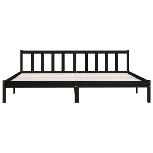vidaXL Cadre de lit sans matelas noir bois massif 200x200 cm