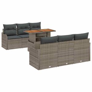 vidaXL Ensemble de canap&eacute; de jardin 7 pcs Gris Poly rotin