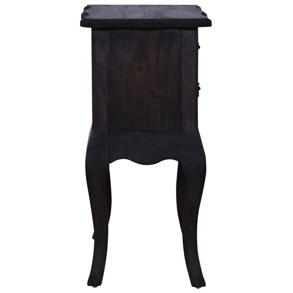 vidaXL Table d'appoint et tiroirs Noir 60x30x60cm Bois d'acajou massif