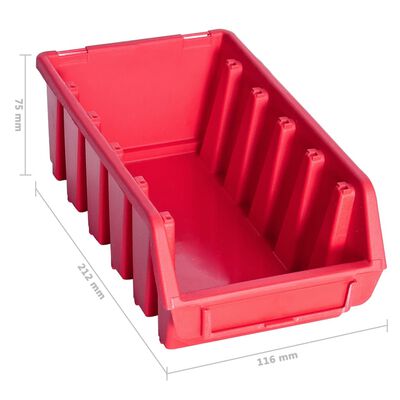 vidaXL Kit de bacs de stockage et panneaux muraux 80 pcs Rouge et noir