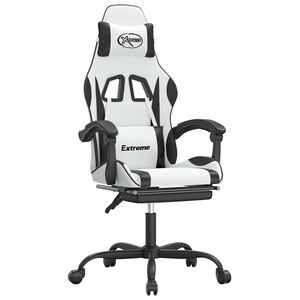 vidaXL Chaise de jeu pivotante et repose-pied Blanc et noir Similicuir