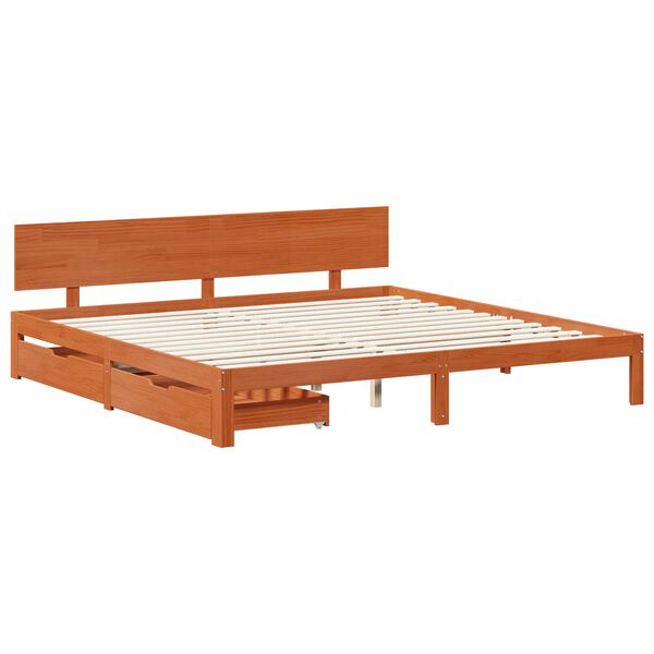 vidaXL Cadre de lit Cire marron 180 x 200 cm Bois de Pin Massif