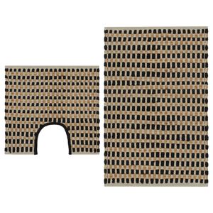 vidaXL Tapis de salle de bain tiss&eacute;s &agrave; la main Jute Naturel et Noir