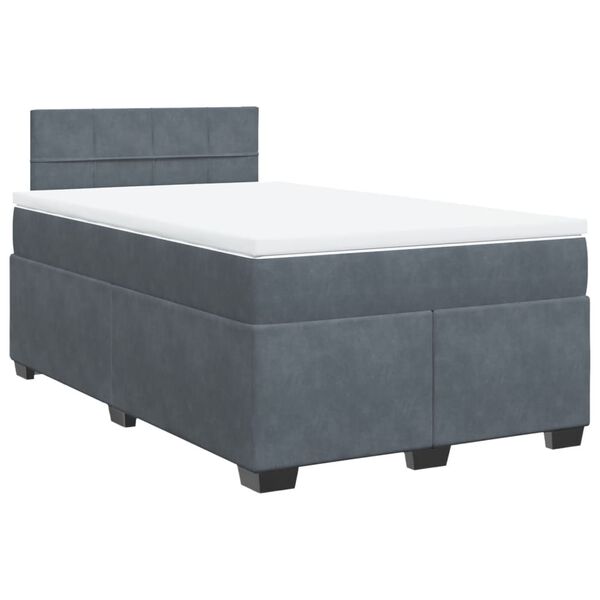 vidaXL Sommier &agrave; lattes de lit et matelas Gris fonc&eacute; 120x200cm Velours