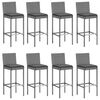vidaXL Ensemble de bar de jardin 9 pcs avec coussins gris poly rotin