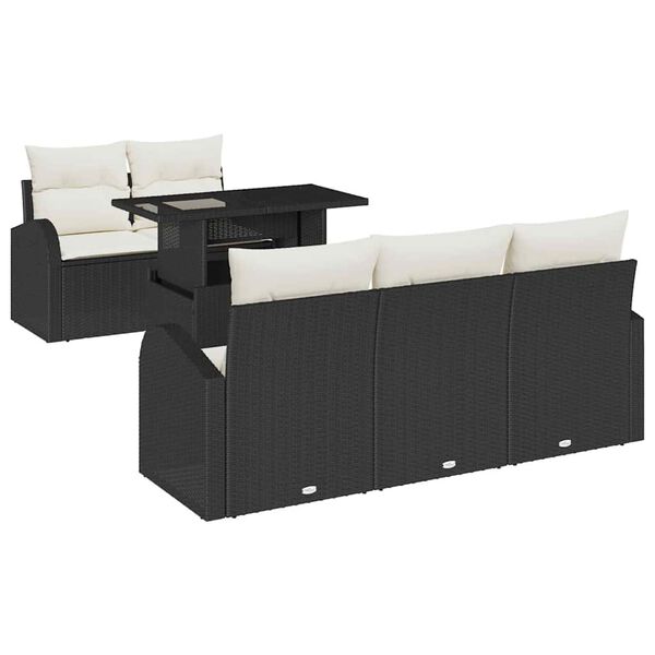 vidaXL Ensemble de canap&eacute; de jardin avec coussin 6 pcs Noir polyrotin