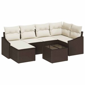 vidaXL Ensemble de Canap&eacute;s avec coussin 7 pcs Marron polyrotin