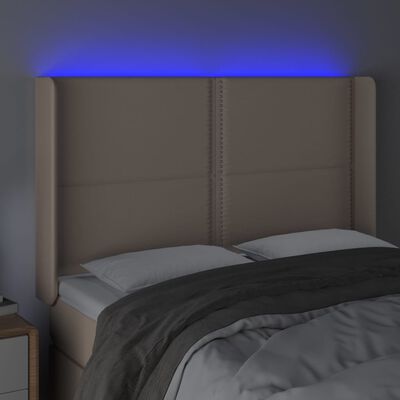 vidaXL Tête de lit à LED Cappuccino 147x16x118/128 cm Similicuir