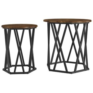 vidaXL Table basse 2 pc Ch&ecirc;ne fum&eacute; 50 x 50 x 50 cm