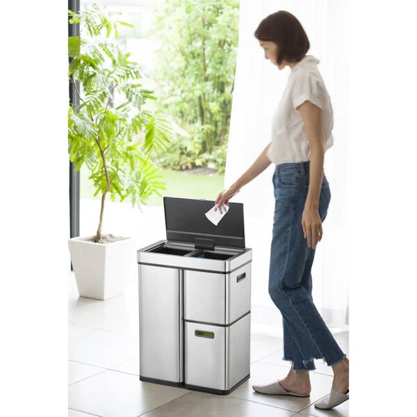 EKO Poubelle à capteur Mirage Plus 1x30 L + 2x15 L Argenté mat