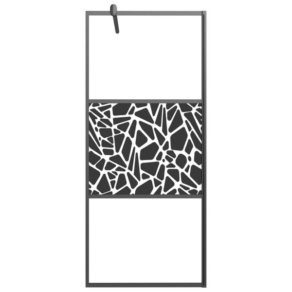 vidaXL Paroi de douche 80x195 cm Verre ESG avec design de pierre Noir