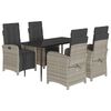 vidaXL Ensemble &agrave; manger de jardin et coussins 5 pcs gris clair rotin