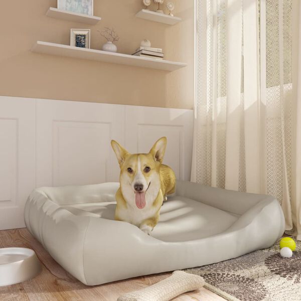 vidaXL Lit pour chien Beige 80x68x23 cm Similicuir