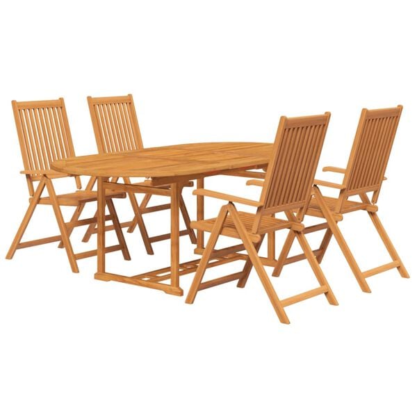 vidaXL Ensemble &agrave; manger de jardin 5 pcs Bois d'acacia massif 150-200 cm