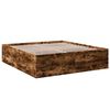 vidaXL Cadre de lit sans matelas ch&ecirc;ne fum&eacute; 200x200 cm