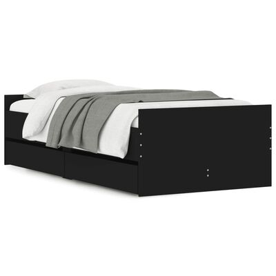 vidaXL Cadre de lit avec tiroirs sans matelas noir 90x190 cm