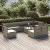 vidaXL Salon de jardin 10 pcs avec coussins Gris R&eacute;sine tress&eacute;e