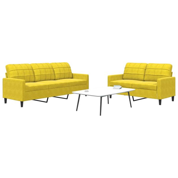 vidaXL Ensemble de canap&eacute;s 2 pcs avec coussins Jaune Velours