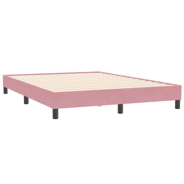 vidaXL Sommier &agrave; lattes de lit avec matelas rose 140x210 cm velours