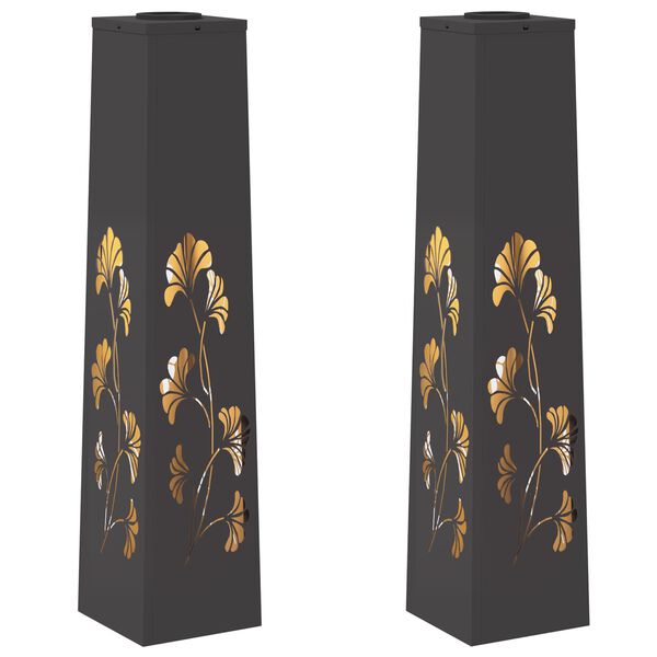 vidaXL Lumi&egrave;re de chemin LED solaire 2 pcs Noir Acier lamin&eacute; &agrave; froid