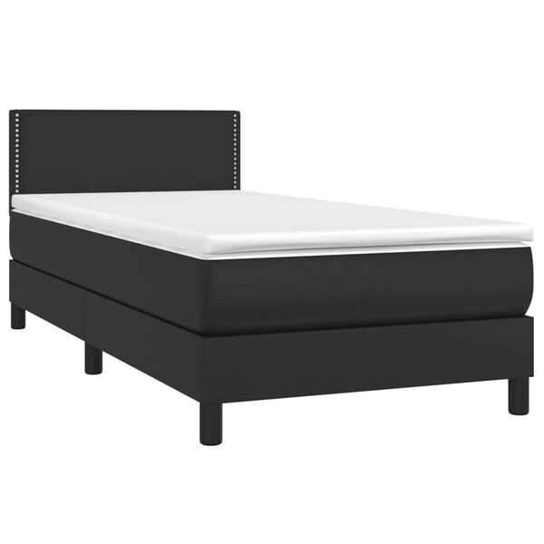 vidaXL Sommier &agrave; lattes de lit avec matelas et LED Noir 80x200 cm