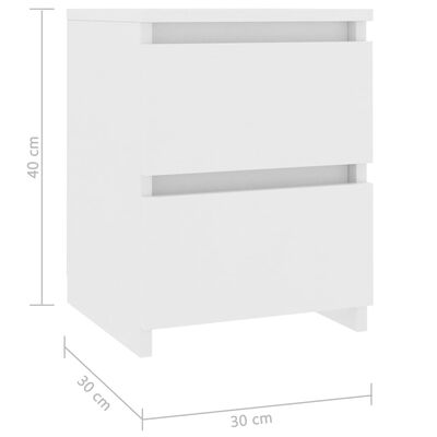 vidaXL Table de chevet Blanc 30 x 30 x 40 cm Bois d'ingénierie