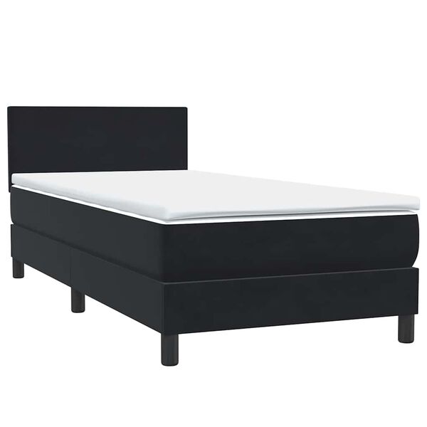 vidaXL Sommier &agrave; lattes de lit avec matelas noir 90x210 cm velours