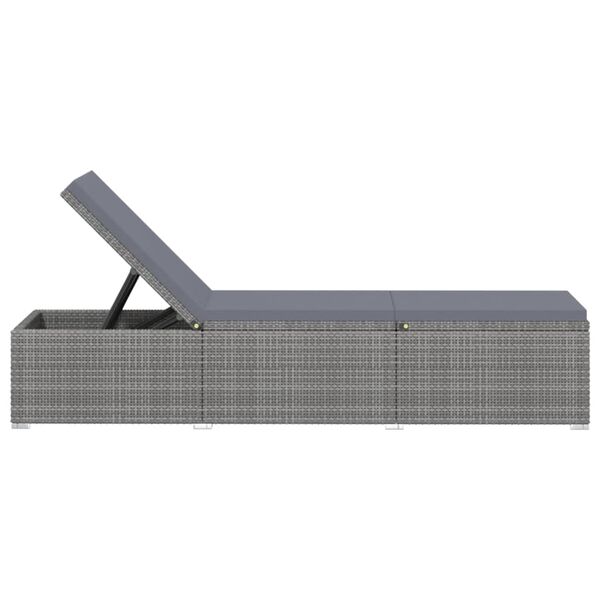 vidaXL Chaise longue avec coussin R&eacute;sine tress&eacute;e Gris