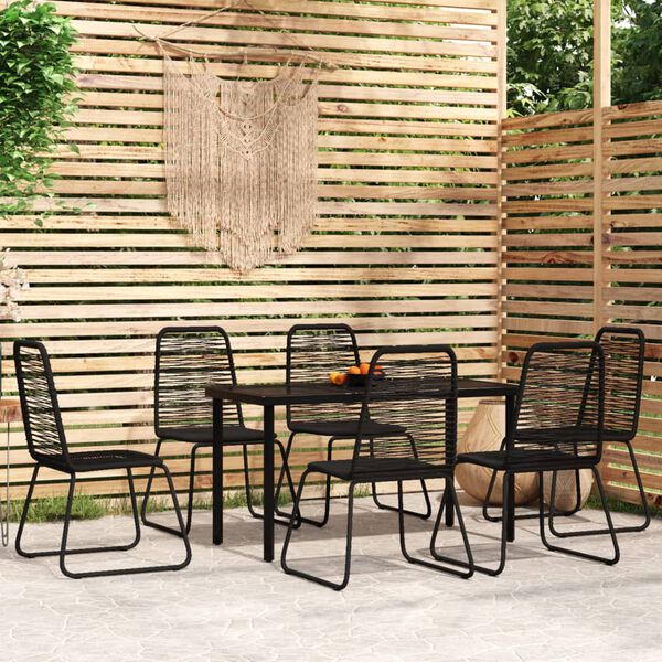 vidaXL Ensemble &agrave; manger de jardin 7 pcs Noir