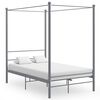 vidaXL Cadre de lit &agrave; baldaquin sans matelas gris m&eacute;tal 120x200 cm