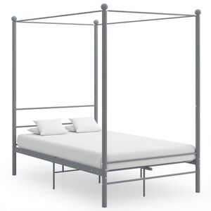 vidaXL Cadre de lit &agrave; baldaquin sans matelas gris m&eacute;tal 120x200 cm