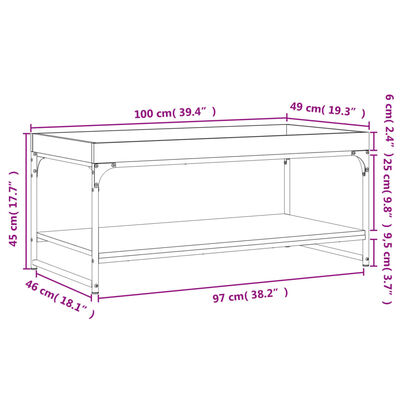 vidaXL Table basse chêne marron 100x49x45 cm bois d'ingénierie