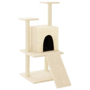 vidaXL Arbre &agrave; chat avec griffoirs en sisal cr&egrave;me 110 cm